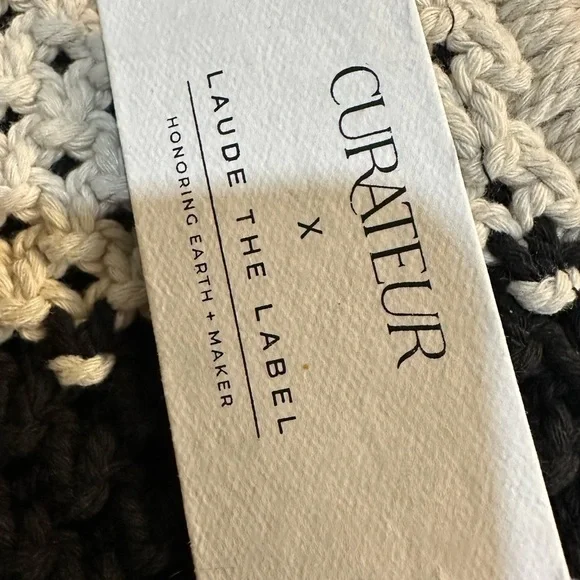 New Curateur Laude The Label GABBY Black and White Small Macrame Bag NWT - Picture 7 of 8